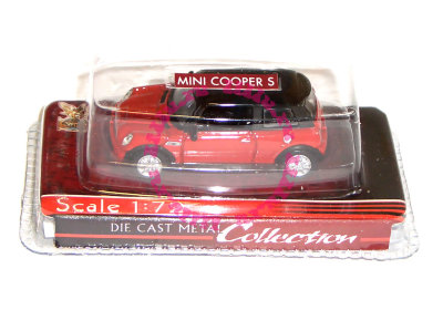 Модель автомобиля Mini Cooper S 1:72, красная, Yat Ming [72000-14] Модель автомобиля Mini Cooper S 1:72, красная, Yat Ming [72000-14]