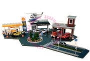 Игровой набор с элементами дороги 'Пожарная станция, полицейский участок и заправка' 1:72, серия 'Play-Town 3', Cararama [703]