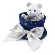 Мягкая игрушка 'Бело-серебристый мишка в синем мешке', 9см, специальный рождественский выпуск серии 'Sweet Collection', Trudi [2945-502]