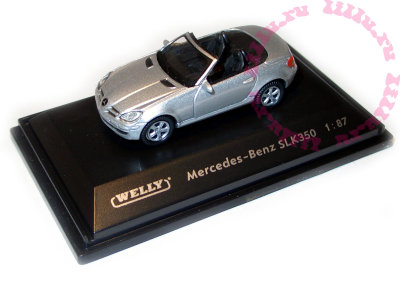 Модель автомобиля Mercedes-Benz SLK350 1:87, серебристая, Welly [73104SW] Модель автомобиля Mercedes-Benz SLK350 1:87, серебристая, Welly [73104SW]