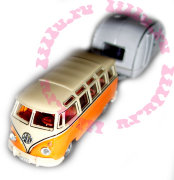 Модель микроавтобуса Volkswagen Bus Samba с прицепом 1:72, Cararama [128]