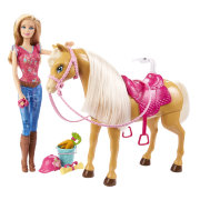 Игровой набор 'Ухаживаем за лошадкой' с куклой и лошадкой, Barbie, Mattel [BJX85]