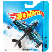 Коллекционная модель самолета Fang Fighter - HW City 2014, черно-голубая, Hot Wheels, Mattel [CHY59]