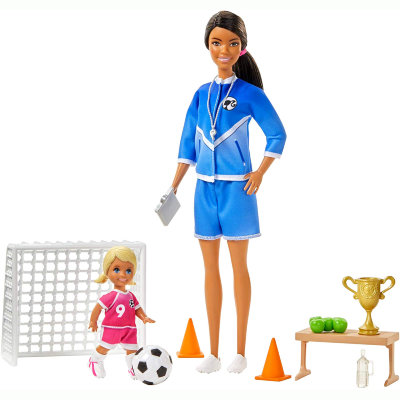 Игровой набор с куклой Барби &#039;Тренер по футболу&#039;, из серии &#039;Я могу стать&#039;, Barbie, Mattel [GJM71] Игровой набор с куклой Барби 'Тренер по футболу', из серии 'Я могу стать', Barbie, Mattel [GJM71]