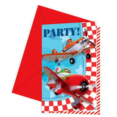 Приглашение на вечеринку &#039;Самолеты&#039;, с конвертами, 6шт, Procos [81656] Приглашение на вечеринку 'Самолеты', с конвертами, 6шт, Procos [81656]