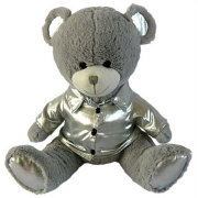 Мягкая игрушка, рассказывающая чистоговорки - Медвежонок в серебристой куртке, 32 см, 20 чистоговорок, Пирамида Открытий [45279]