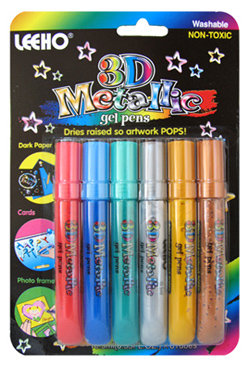 Гель объемный &#039;металлический&#039;, 3D Metallic Gel Pens, 6 цветов, Leeho [MT-10B-6] Гель объемный 'металлический', 3D Metallic Gel Pens, 6 цветов, Leeho [MT-10B-6]