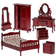 Кукольная миниатюра 'Мебель для спальни', махагон, 1:12, Art of Mini [AM0102037]