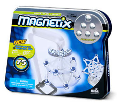 Конструктор магнитный Magnetix - серебристые элементы, 75 деталей, жестяная коробка [28733] Конструктор магнитный Magnetix - серебристые элементы, 75 деталей, жестяная коробка [28733]