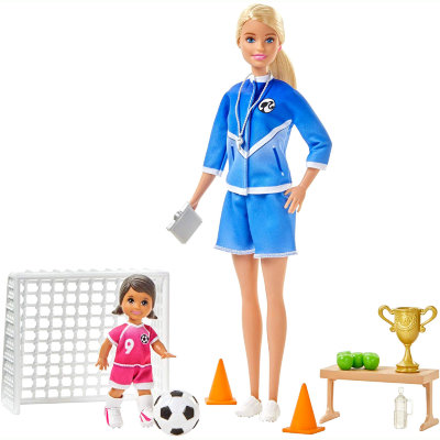Игровой набор с куклой Барби &#039;Тренер по футболу&#039;, из серии &#039;Я могу стать&#039;, Barbie, Mattel [GLM47] Игровой набор с куклой Барби 'Тренер по футболу', из серии 'Я могу стать', Barbie, Mattel [GLM47]