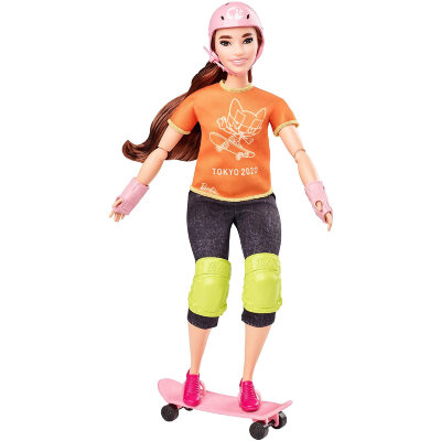 Шарнирная кукла Барби &#039;Скейтбординг&#039;, из серии &#039;Токио 2020&#039; (Tokyo 2020), Barbie, Mattel [GJL78] Шарнирная кукла Барби 'Скейтбординг', из серии 'Токио 2020' (Tokyo 2020), Barbie, Mattel [GJL78]