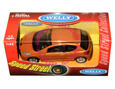 Модель автомобиля Peugeot 207, оранжевый металлик, 1:43, серия &#039;Speed Street&#039;, Welly [44000-07] Модель автомобиля Peugeot 207, оранжевый металлик, 1:43, серия 'Speed Street', Welly [44000-07]