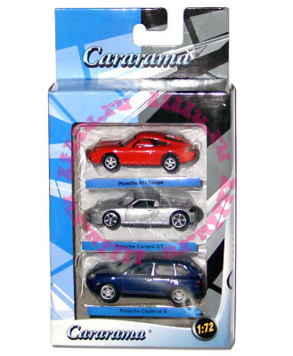 Набор из 3 автомобилей Porsche - 911 Coupe, Carrera GT, Cayenne S 1:72, Cararama [173-4] Набор из 3 автомобилей Porsche - 911 Coupe, Carrera GT, Cayenne S 1:72, Cararama [173-4]