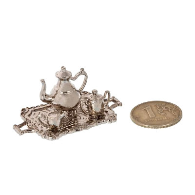 Кукольная миниатюра 'Поднос и три чайничка', 1:12, Art of Mini [AM0101059] Кукольная миниатюра 'Поднос и три чайничка', 1:12, Art of Mini [AM0101059]