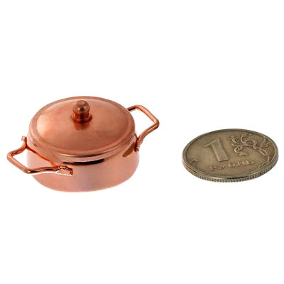 Кукольная миниатюра 'Кастрюля медная, с крышкой, малая', 1:12, Art of Mini [AM0101058] Кукольная миниатюра 'Кастрюля медная, с крышкой, малая', 1:12, Art of Mini [AM0101058]