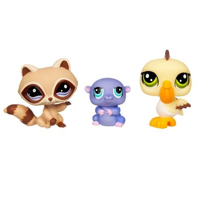 Зверюшки из серии 'Трио 2010' - сиреневый Хомяк, Пеликан и Енот, Littlest Pet Shop [93669] Зверюшки из серии 'Трио 2010' - сиреневый Хомяк, Пеликан и Енот, Littlest Pet Shop [93669]