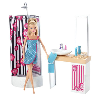 Игровой набор с куклой Барби &#039;Роскошная ванная&#039; (Deluxe Bathroom), Barbie, Mattel [CFB61] Игровой набор с куклой Барби 'Роскошная ванная' (Deluxe Bathroom), Barbie, Mattel [CFB61]