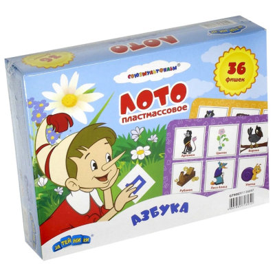 Лото 'Азбука', 36 фишек, 'Буратино', Союзмультфильм, Затейники [GT9087] Лото 'Азбука', 36 фишек, 'Буратино', Союзмультфильм, Затейники [GT9087]