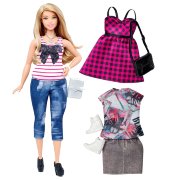 Кукла Барби с дополнительными нарядами, пышная (Curvy), из серии 'Мода' (Fashionistas), Barbie, Mattel [DTF00]