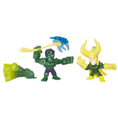 Игровой набор с 2-мя мини-фигурками-конструкторами &#039;Халк против Локи&#039; (Hulk vs. Loki), Super Hero Mashers Micro, Hasbro [B6688] Игровой набор с 2-мя мини-фигурками-конструкторами 'Халк против Локи' (Hulk vs. Loki) 16см, Super Hero Mashers Micro, Hasbro [B6688]
