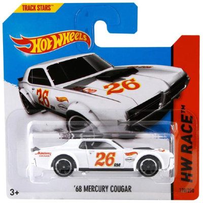 Коллекционная модель автомобиля Mercury Cougar 1968 - HW Race 2014, белая, Hot Wheels, Mattel [BDD08] Коллекционная модель автомобиля Mercury Cougar 1968 - HW Race 2014, белая, Hot Wheels, Mattel [BDD08]