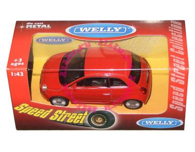 Модель автомобиля Fiat 500, красная, 1:43, серия &#039;Speed Street&#039;, Welly [44000-16] Модель автомобиля Fiat 500, красная, 1:43, серия 'Speed Street', Welly [44000-16]