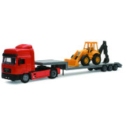 Модель тягача MAN F2000 с прицепом и бульдозером, оранжевая, 1:43, New-Ray [15393]