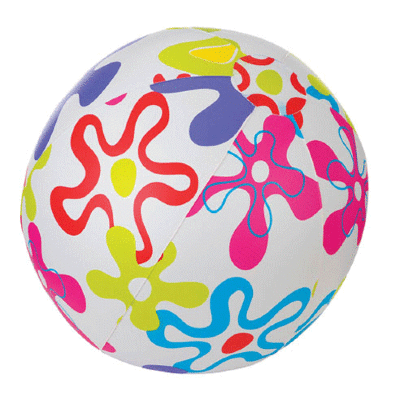 Пляжный надувной мяч &#039;Цветы&#039;, белый, 51см, Intex [59040NP] Пляжный надувной мяч 'Цветы', белый, 51см, Intex [59040NP]