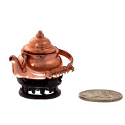 Кукольная миниатюра 'Чайник медный, с крышкой и подставкой', 1:12, Art of Mini [AM0101060]