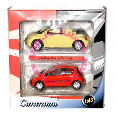 Набор из 2 автомобилей - VW New Beetle Cabriolet и Citroen C1 1:43, Cararama [252D-01] Набор из 2 автомобилей - VW New Beetle Cabriolet и Citroen C1 1:43, Cararama [252D-01]