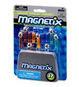 Конструктор магнитный Magnetix в металлической коробке - прозрачные элементы, 17 деталей [28092]