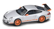 Модель автомобиля Porsche 997 GT3 RS, серебристая, 1:43, серия Премиум в пластмассовой коробке, Yat Ming [43204S]