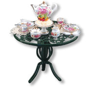 Стол садовый с чайным сервизом, металл+фарфор, 1:12, Reutter Porzellan [001.812/2]