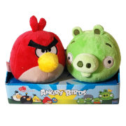 Набор мягких игрушек 'Красная злая птичка и зеленая свинка' (Angry Birds - Red Bird & Pig), 10 см, Commonwealth Toys [91670-RP]