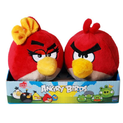 Набор мягких игрушек &#039;Красные злые птички мальчик и девочка&#039; (Angry Birds - Red Birds), 10 см, Commonwealth Toys [91670-RR] Набор мягких игрушек 'Красные злые птички мальчик и девочка' (Angry Birds - Red Birds), 10 см, Commonwealth Toys [91670-RR]