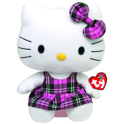 Мягкая игрушка &#039;Кошечка Hello Kitty в розовом клетчатом платье&#039;, 23 см, TY [90110] Мягкая игрушка 'Кошечка Hello Kitty в розовом клетчатом платье', 23 см, TY [90110]