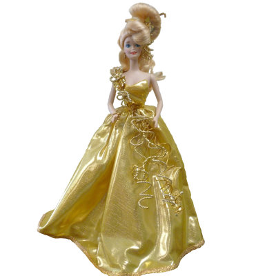 Коллекционная фарфоровая кукла Барби &#039;Золотая сенсация&#039; (Gold Sensation Barbie), из серии &#039;The Gold &amp; Silver Porcelain Collection&#039;, коллекционная, Mattel [10246] Коллекционная фарфоровая кукла Барби 'Золотая сенсация' (Gold Sensation Barbie), из серии 'The Gold & Silver Porcelain Collection', коллекционная, Mattel [10246]