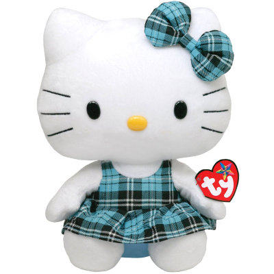 Мягкая игрушка &#039;Кошечка Hello Kitty в голубом клетчатом платье&#039;, 23 см, TY [90112] Мягкая игрушка 'Кошечка Hello Kitty в голубом клетчатом платье', 23 см, TY [90112]