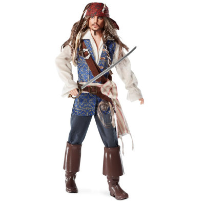 Кукла Captain Jack Sparrow, Johnny Depp  (Капитан Джек Воробей, Джонни Депп) по мотивам фильма &#039;Пираты Карибского моря: На странных берегах&#039;, коллекционная Barbie Pink Label, Mattel [T7654] Кукла Captain Jack Sparrow (Капитан Джек Воробей) по мотивам фильма 'Пираты Карибского моря: На странных берегах', коллекционная Barbie Pink Label, Mattel [T7654]