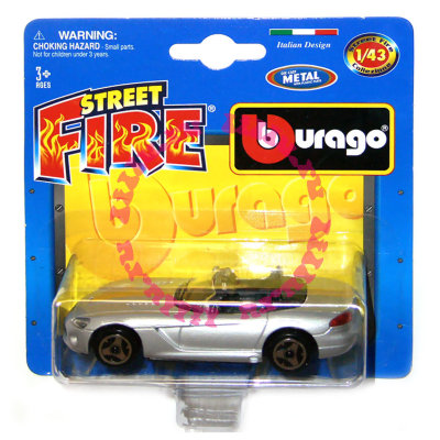 Модель автомобиля Dodge Viper, серебристая, 1:43, серия &#039;Street Fire&#039; в блистере, Bburago [18-30001-04] Модель автомобиля Dodge Viper, серебристая, 1:43, серия 'Street Fire' в блистере, Bburago [18-30001-04]