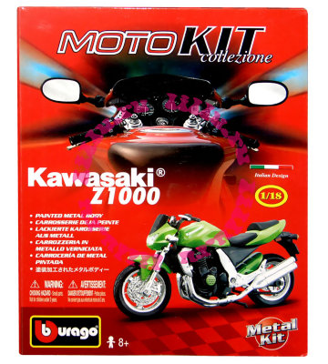 Сборная модель мотоцикла Kawasaki Z1000, 1:18, зеленая, Bburago [18-55000-05] Сборная модель мотоцикла Kawasaki Z1000, 1:18, зеленая, Bburago [18-55000-05]