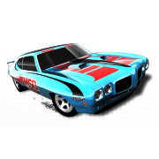 Коллекционная модель автомобиля Pontiac GTO Judge 1970 - HW Showroom 2013, голубая, Hot Wheels, Mattel [X1812]