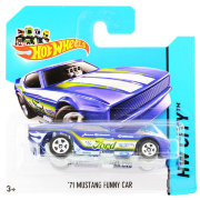 Коллекционная модель автомобиля Mustang Funny Car 1971 - HW City 2014, синяя, Hot Wheels, Mattel [BFD89]