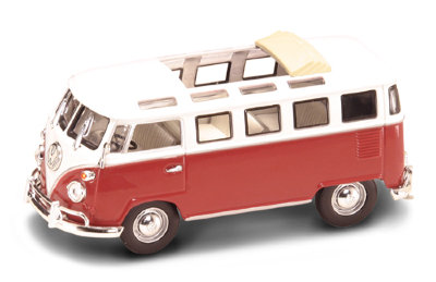 Модель микроавтобуса Volkswagen Microbus 1962, 1:43, красная, серия Премиум в пластмассовой коробке, Yat Ming [43208R] Модель микроавтобуса Volkswagen Microbus 1962, 1:43, серия Премиум в пластмассовой коробке, Yat Ming [43208]