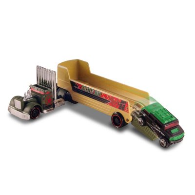 Трейлер с гоночным автомобилем, серия Truckin&#039; Transporters, Hot Wheels, Mattel [W4675] Трейлер с гоночным автомобилем, серия Truckin' Transporters, Hot Wheels, Mattel [W4675]