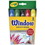 Цветные восковые мелки для рисования на окнах, 5 цветов, смываемые, Crayola [52-9765]