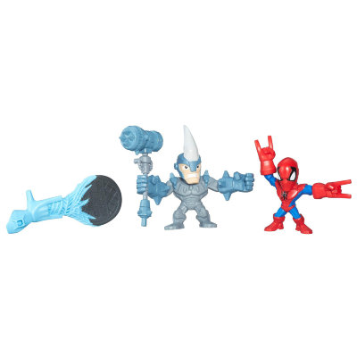 Игровой набор с 2-мя мини-фигурками-конструкторами &#039;Человек-Паук против Носорога&#039; (Spider-Man vs. Marvel’s Rhino), Super Hero Mashers Micro, Hasbro [B6687] Игровой набор с 2-мя мини-фигурками-конструкторами 'Человек-Паук против Носорога' (Spider-Man vs. Marvel’s Rhino), Super Hero Mashers Micro, Hasbro [B6687]