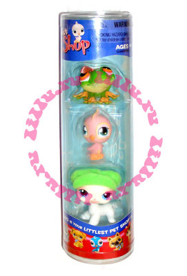 Зверюшки из серии 'Трио' - Лягушка, Птичка и белая Кошка, Littlest Pet Shop [52366] Зверюшки из серии 'Трио' - Лягушка, Птичка и белая Кошка, Littlest Pet Shop [52366]