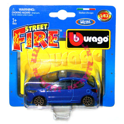 Модель автомобиля Peugeot 207, синяя, 1:43, серия &#039;Street Fire&#039; в блистере, Bburago [18-30001-14] Модель автомобиля Peugeot 207, синяя, 1:43, серия 'Street Fire' в блистере, Bburago [18-30001-14]