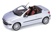 Модель автомобиля Peugeot 206 CC, серебристая, 1:24, Welly [22413W]